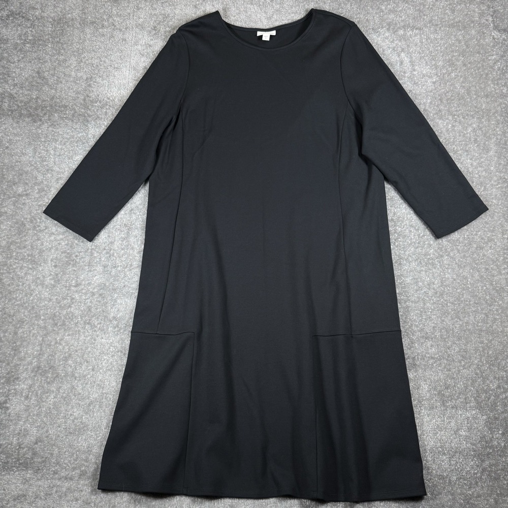 J.Jill Ponte Dress Women's XL Tall Black 3/4 Sleeve Knit Stretch